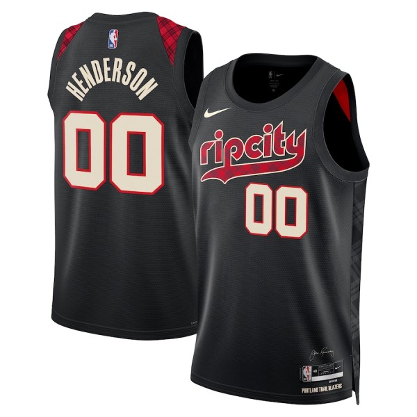 Portland Trail Blazers Trikot Scoot Henderson Nike 2023-24 City Edition Schwarz Swingman - Herren